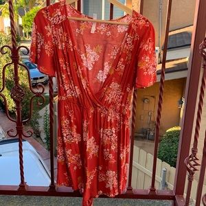 Red Floral Romper